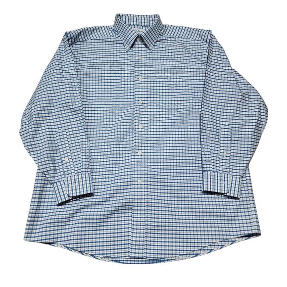 L.L.Bean Mens Blue/White Traditional Fit Button Down‎ Shirt 16.5-32 100% Cotton - Picture 2 of 6